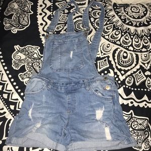 light washed blue overalls